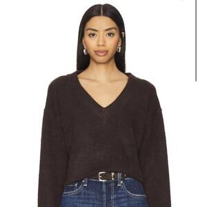 Revolve Stitches + Stripes V-neck Pullover Sweater, Navy Blue, Women's XL